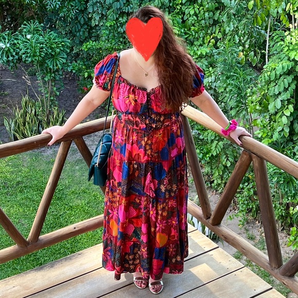 XL (16) FARM Rio Floral Maxi Dress, Mixed Wild Life Lenzing Ecovero Viscose NWOT - Picture 7 of 8